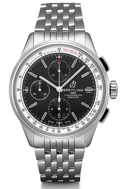 High Quality UK Replica Breitling Premier Chronograph 42 Black Dial Stainless Steel Men’s Watches